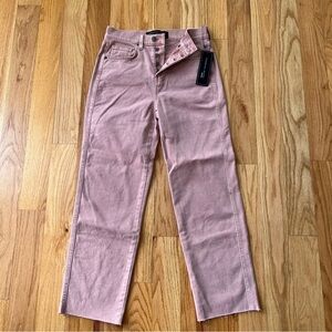 NWT Veronica beard Blake crop high rise straight raw hem pink acid wash jeans 25